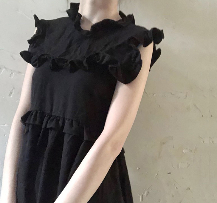 shuiii家花边飞袖连衣裙