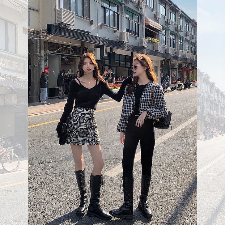 范智乔 斑马纹半身裙