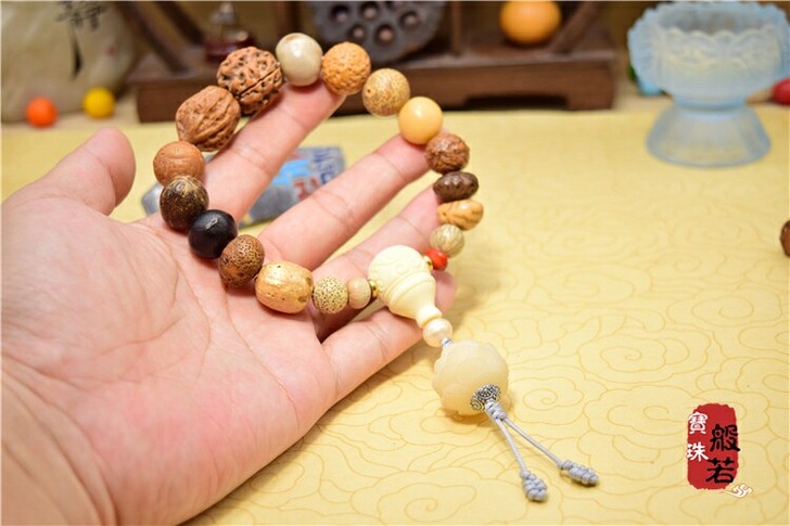 十八子佛珠手串手链菩提根雕莲花十八子菩提子...