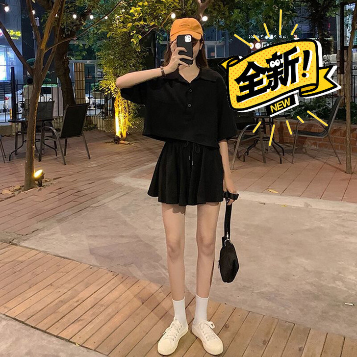 全新 套装夏季新款polo领女装工装风时尚...