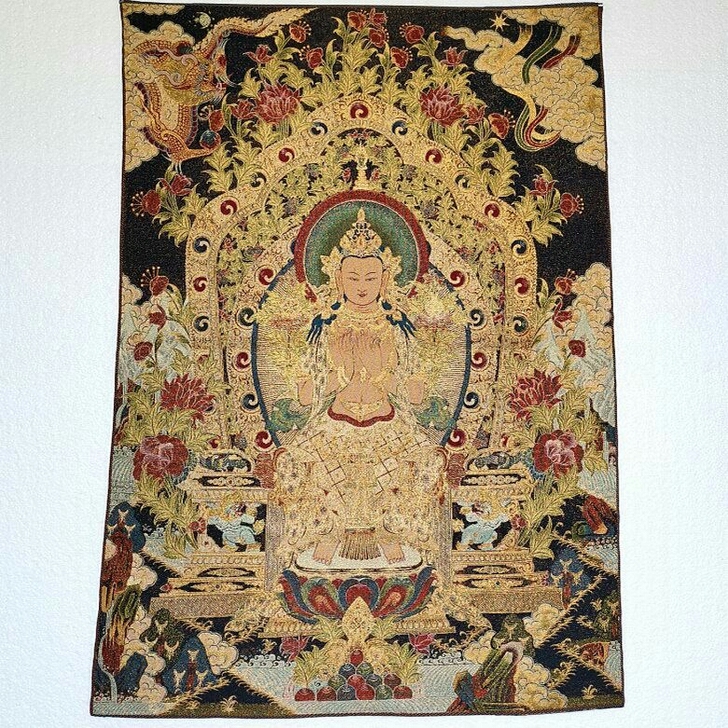 捡漏唐卡刺绣藏传佛教密宗刺绣画 丝绸刺绣 ...