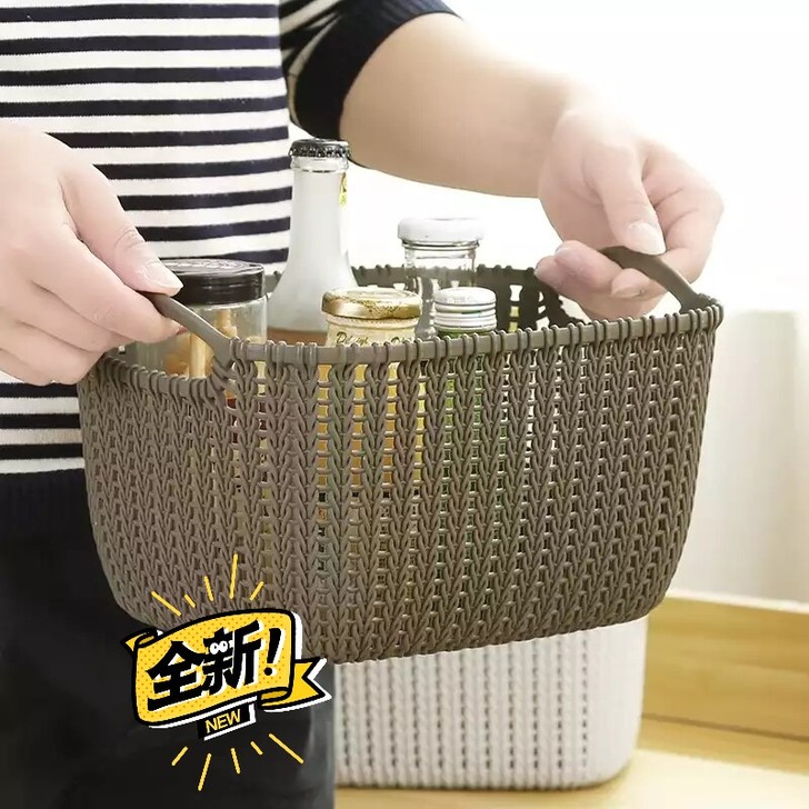 藤编收纳篮镂空桌面杂物整理置物篮