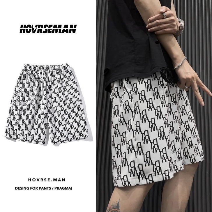 满印休闲短裤男潮流宽松篮球运动大裤衩夏季外...