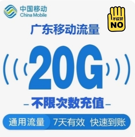 秒 广东移动流量20G 7天      可...