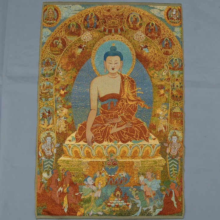 织锦画丝绸精美刺绣画 藏佛唐卡唐喀尼泊尔三...