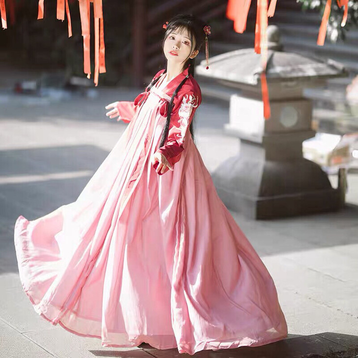 萌趣汉服坊【花凌曦】原创汉服女正品刺绣齐胸...