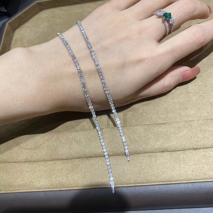 3.3克拉满钻钻石手链，18k金天然钻石，...