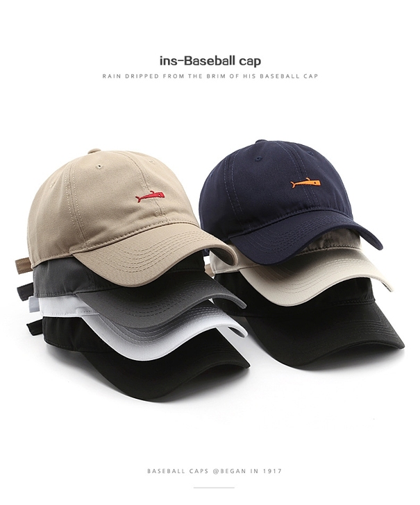 鸭舌帽女夏季百搭刺绣小鱼街头防晒棒球帽男帽...