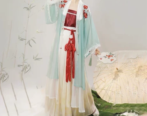 妃亦坊原创汉服女【瑰夏】宋制对襟百迭裙绣花...