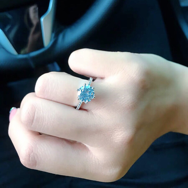 T家经典六爪钻石戒 仿真钻奢华莫桑石戒指