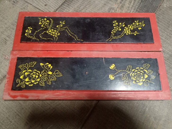 老漆画板老木雕古玩民宿民俗摆件装饰旧货精美...