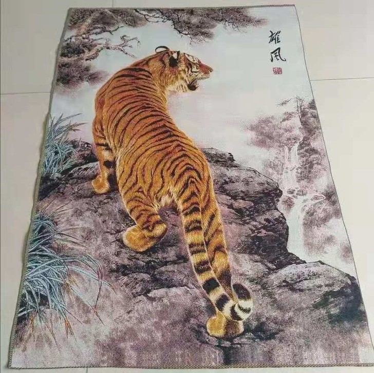 （结缘急售）刺绣画上山虎老虎画雄风图60＊...