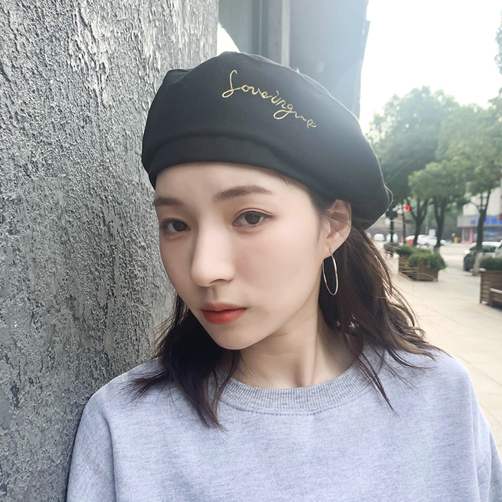 毛呢贝雷帽女秋冬英伦复古百搭画家帽韩版潮刺...