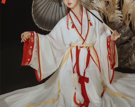 九曲阑珊原创灼华晋制汉服女直领交窬裙春秋改...