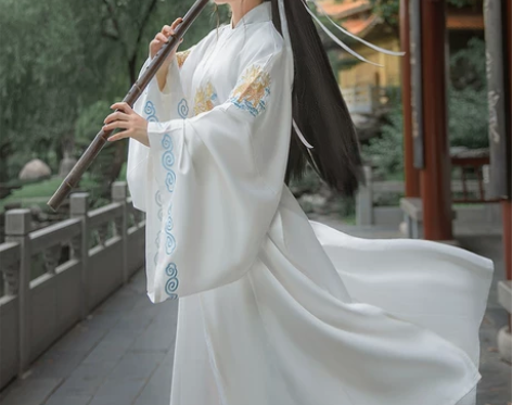 九曲阑珊原创墨麒麟宋制圆领袍 绣花汉服男女...