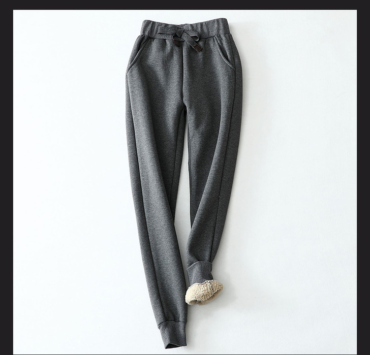 一条可以过冬高端欧美加绒加厚羊羔绒休闲裤保...