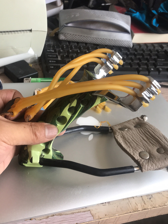 全新户外大力三条皮筋反曲合金弹弓