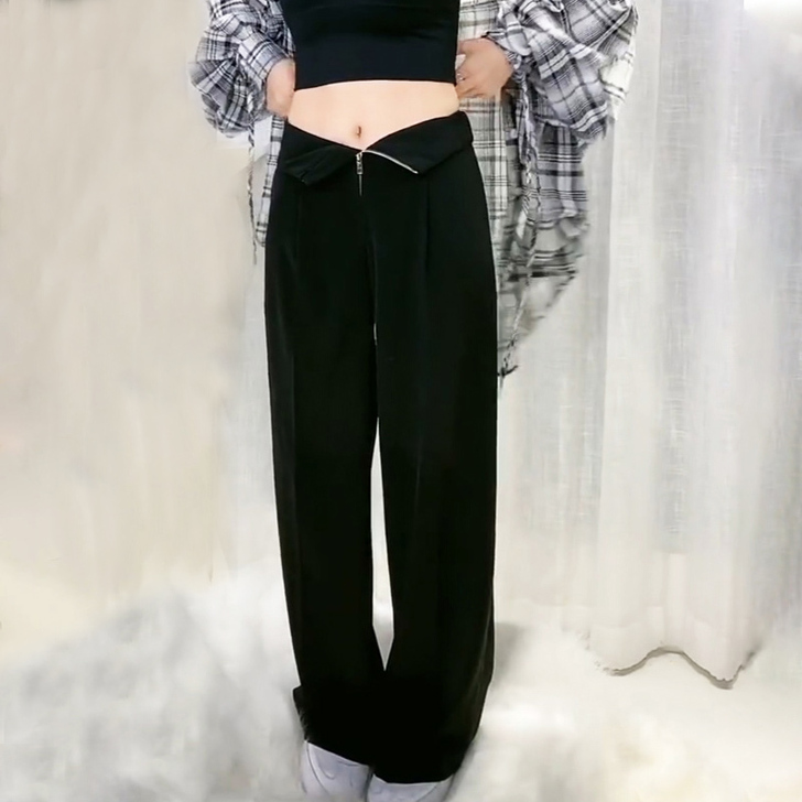 卡卡女装网红同款裤子韩版百搭春秋高腰垂感拉...