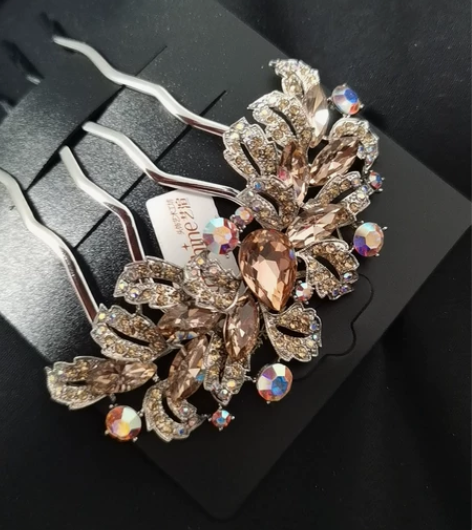 重工古风汉服发饰水晶插梳特价清仓 白水晶插...