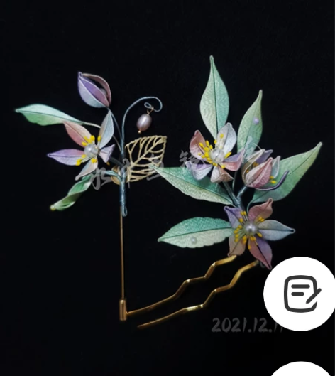 缠花胸针，头饰 渐变水波  旗袍汉服日常皆...