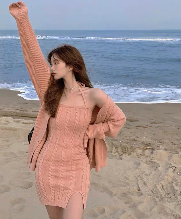 打底v领毛衣开衫外穿女早春季慵懒风新款温柔...