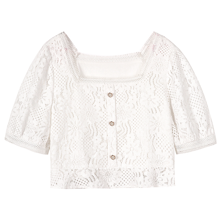 宿本蕾丝衫女短款2020夏季新款仙气短袖上...