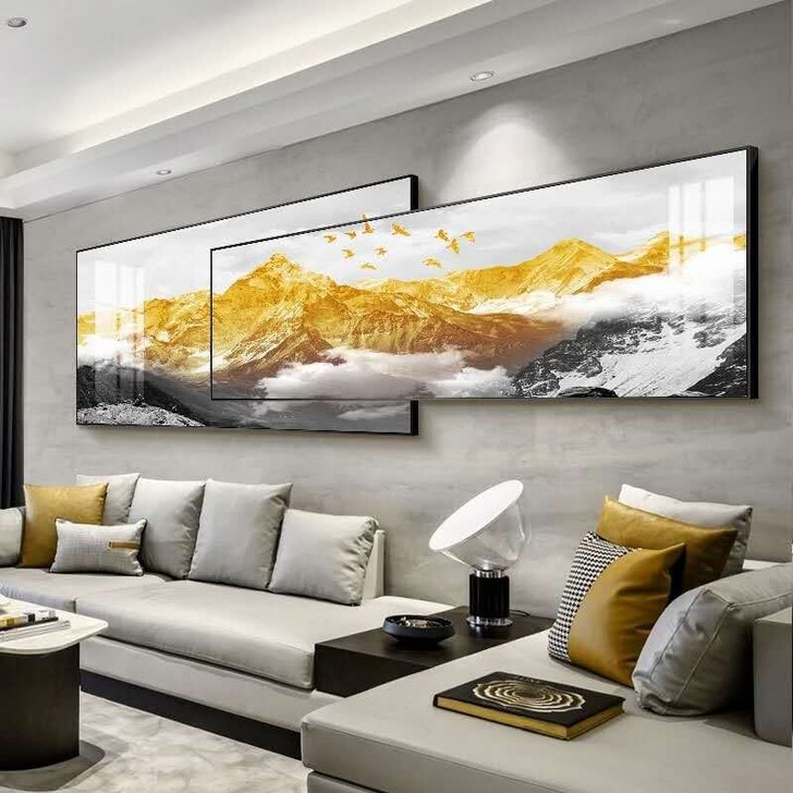 背靠金山新中式客厅装饰画沙发背景墙画挂画叠...