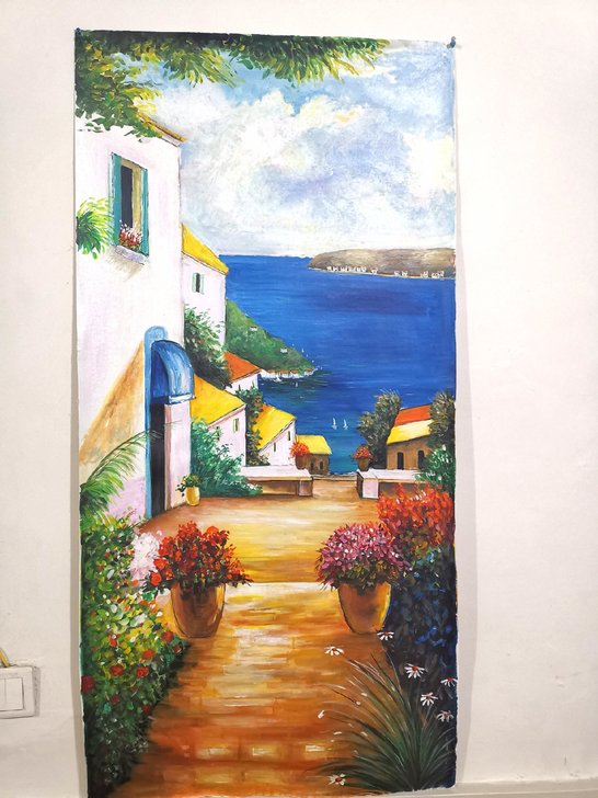 60厘米乘1.2米油画风景，手绘作品 ，可...