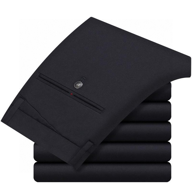 全新春夏季薄款高端四面高弹力修身纯黑色男休...