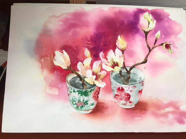 手绘水彩画 纯手绘作品 原创 临慕水彩 原...
