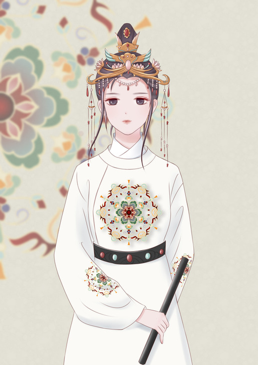 一曲为君-却飞花唐制刺绣圆领袍汉服女正品原...
