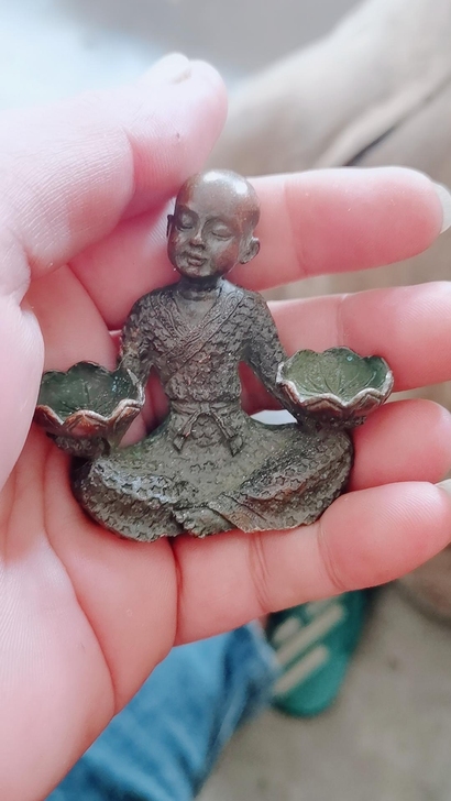 小铜人纯铜香炉招财进宝铜佛像香炉摆件升官发...