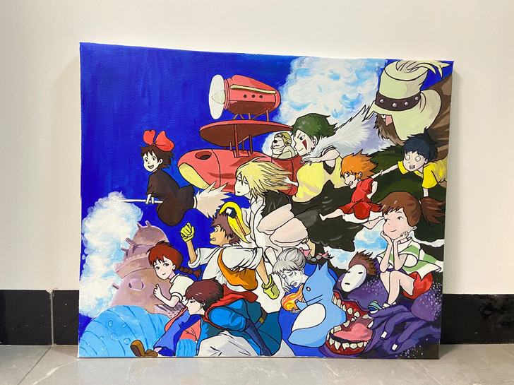 纯手绘丙烯画，50X60cm