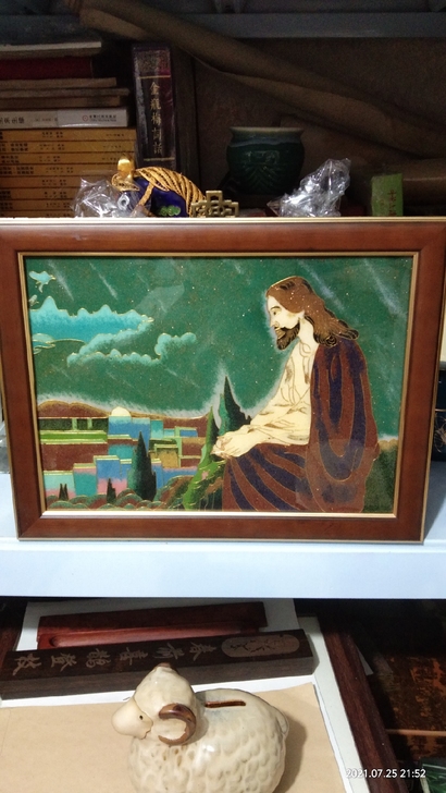 耶稣挂画 景泰蓝掐丝珐琅工艺画