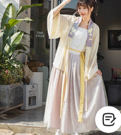 退坑出【舞绣缘 奶油香芋】明制合领衫主腰褶...