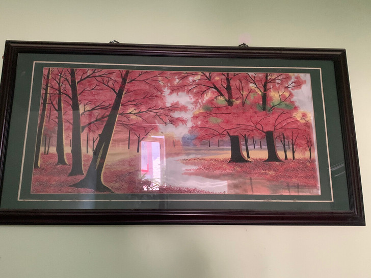 刺绣画装饰挂画 绣品技法：平针绣 风格：简...