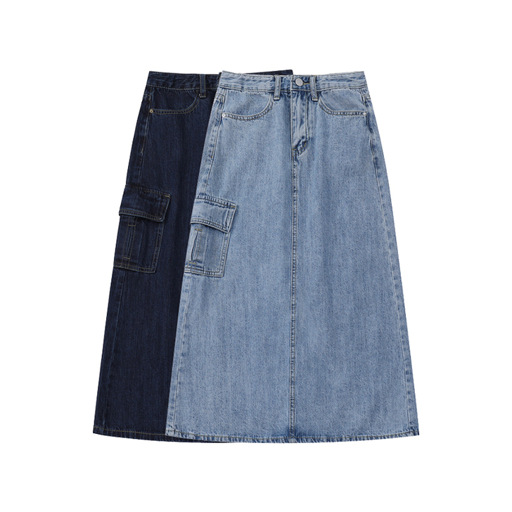 黄不烦 2020夏季新款设计感高腰牛仔半身...