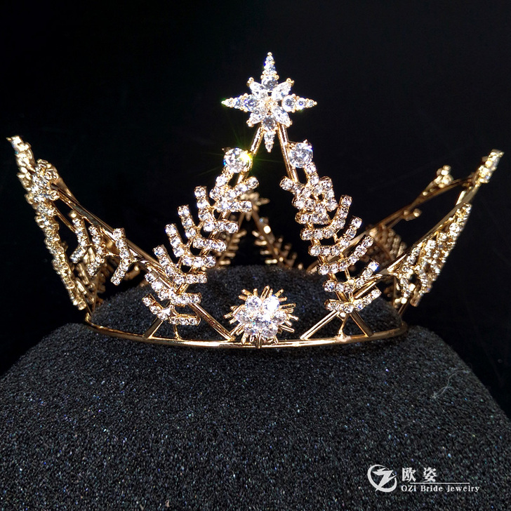 日韩系甜美新娘皇冠头饰 CCAN喜看家 金...