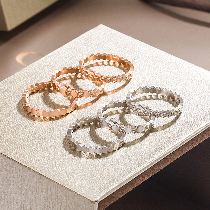 高版本cnc尚美蜂巢钻石少女心戒指女求婚蜂...