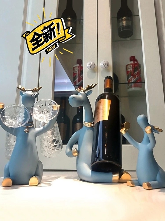 高端酒柜装饰品摆件玄关红酒架乔迁新居礼品创...