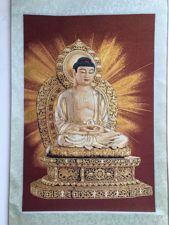 复古中堂刺绣画织锦绣机器绣佛像画居家客厅装...