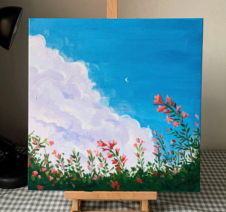 治愈系ins风装饰画手绘丙烯画作品油画挂画...