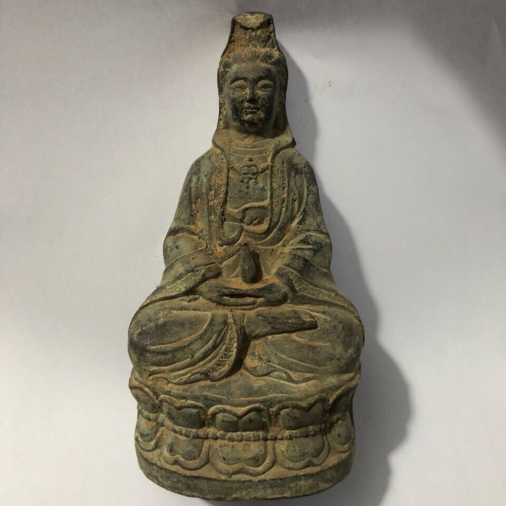 清乾隆年制南海观音菩萨铜佛像古玩铜器收藏家...