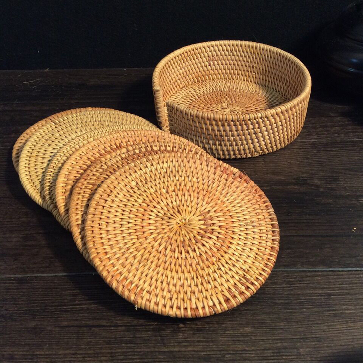 越南藤编杯垫 壶垫茶垫隔热垫杯垫套装茶托杯垫