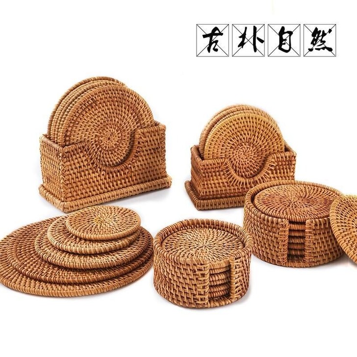 【手工】越南树藤编织杯垫茶垫壶垫隔热垫
