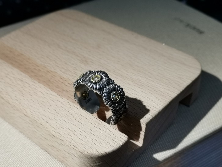 【925银小雏菊重工戒指】