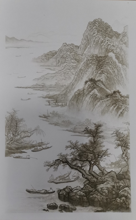 雕刻凹印作品$$##$$溪山渔舟图178m...