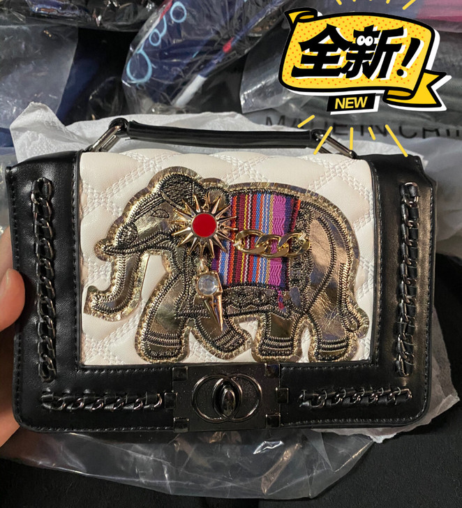 全新 小包包女潮韩版百搭时尚大象刺绣手提包...