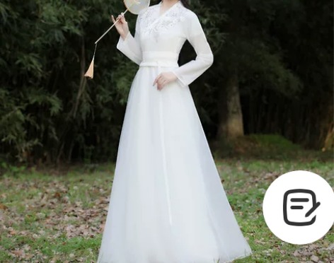 古装白色汉服女夏款超仙气飘飘中国风改良连衣...