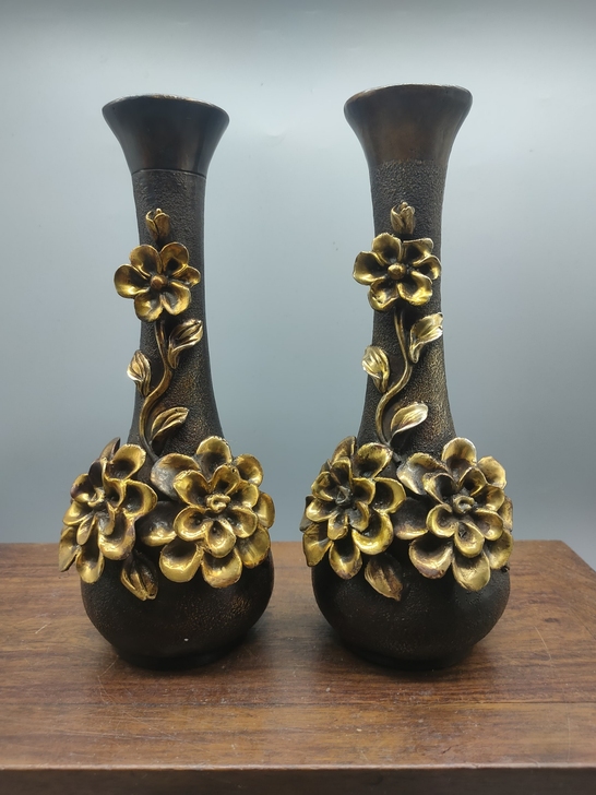 古玩铜器摆件，富贵花开花瓶，古色古香 家居...